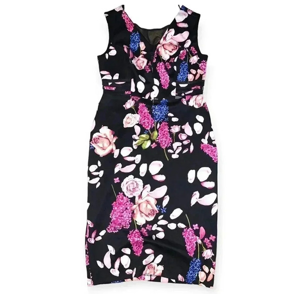 En Focus Studio floral mesh insert bodycon dress - Picture 1 of 2